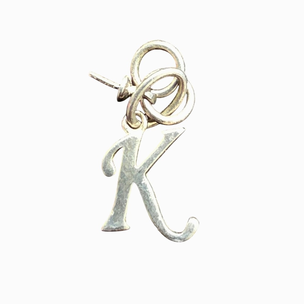 Sterling Silver Script Initial K Pendant Charm 925 Letter K Hallmark 0.72g - Picture 1 of 16
